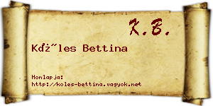 Köles Bettina névjegykártya